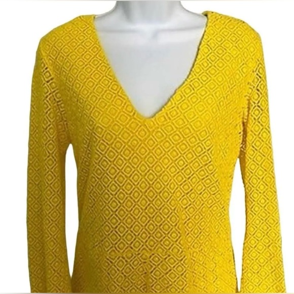 H&M Crochet Mini Romper Long‎ Sleeves Bright Yellow Size 4 - Picture 2 of 7